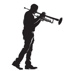 Obraz premium A man playing Trombone silhouette isolated on white background