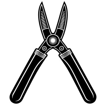 black garden shears isolated on white clip art preview