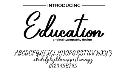 Education Font Stylish brush painted an uppercase vector letters, alphabet, typeface