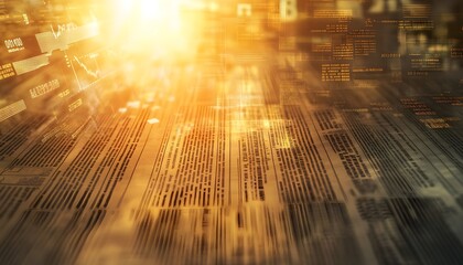 A vibrant sunset illuminates a digital landscape, blending technology and nature in a captivating visual experience.