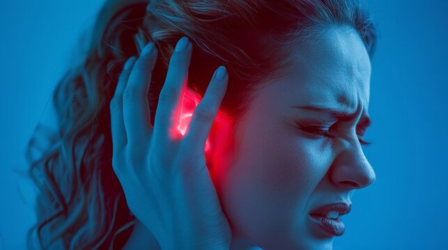 Earache and pain caused by earwax blockage, infection, and inflammation, with symptoms like tinnitus, congestion, and jaw discomfort due to Barotrauma and dental issues