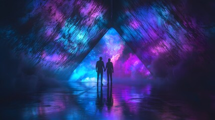 Naklejka premium Stunning Astron Scene with Colorful Cosmic Background