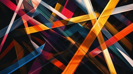 Abstract colorful geometric shapes with brushstrokes.