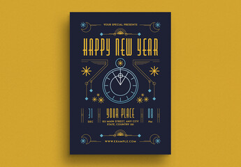 Blue Elegant Artdeco New Year Flyer