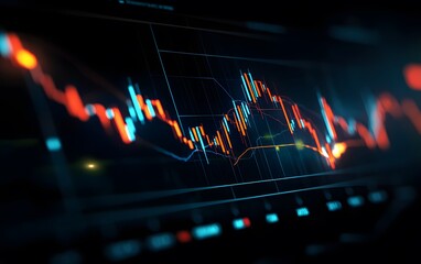 A vibrant, digital graph displaying fluctuating market trends with colorful candlesticks, representing financial data analysis.