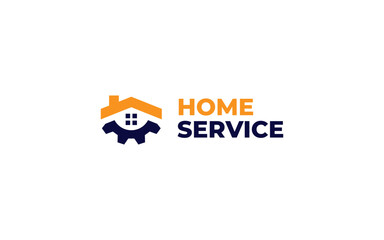 home service logo design vector illustration, home gear logo template