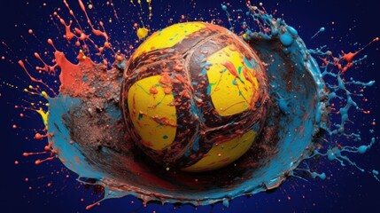 Naklejka premium Soccer Ball Explosion in Colors