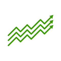 Upside going arrows. Green arrows going up finance business increasing high growth concept vector illustration isolated 