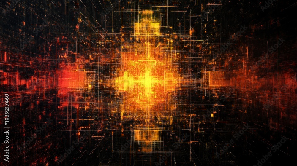 Aufkleber abstract digital visualization with vibrant colors and intricate patterns.