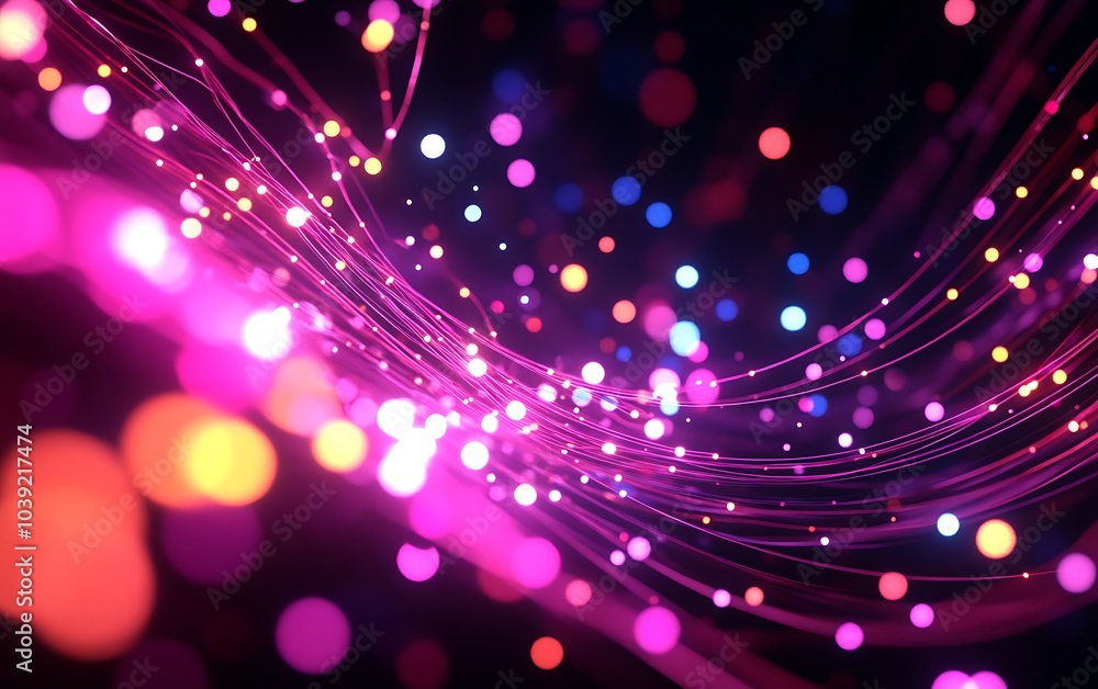 Aufkleber A vibrant abstract image showcasing colorful lights and flowing lines, creating a dynamic and enchanting visual effect.