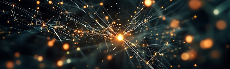 A visually stunning representation of dynamic light particles and energy connections, evoking a sense of innovation and technology.