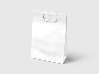 Reusable Blank White Paper Gift Bag Mockup 3D Render