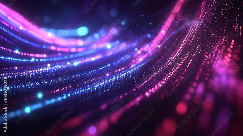Aufkleber A vibrant and dynamic abstract depiction of flowing light patterns in shades of blue and pink, creating a sense of movement and depth.