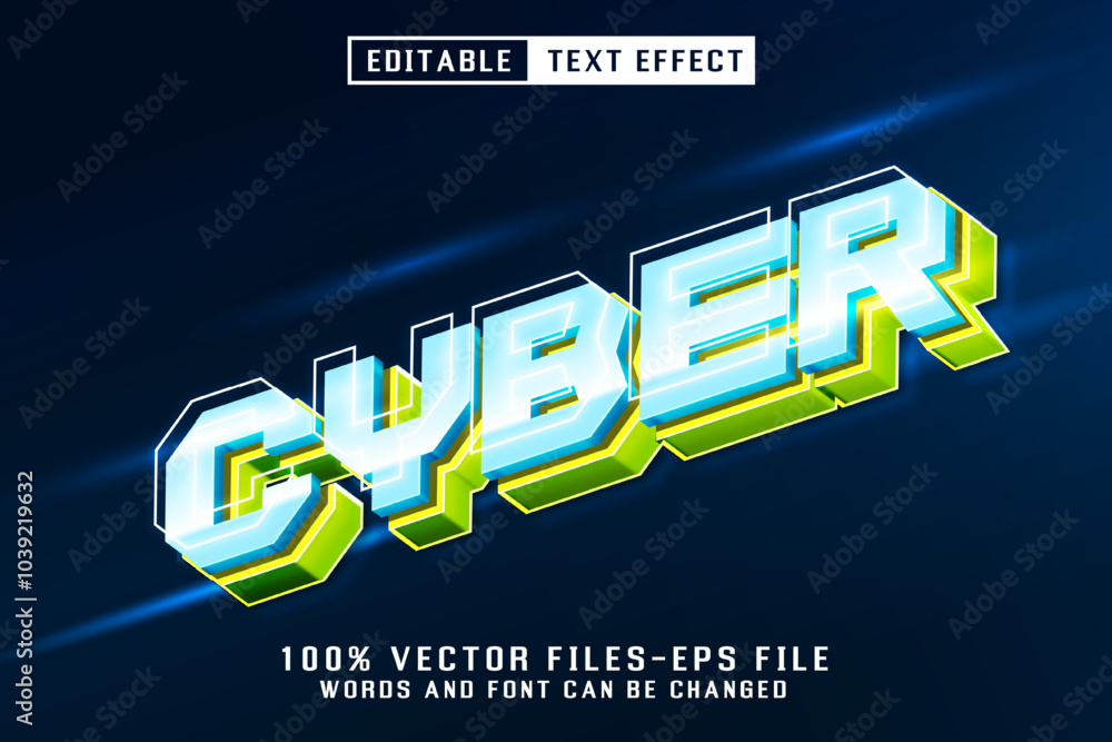 Poster cyber 3d text - editable text effect