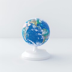A blue globe on a white stand