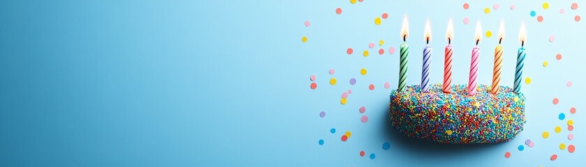 Naklejka premium Festive Sprinkles and Colorful Candles on a Light Blue Background - A Birthday Celebration