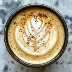 Perfectly Crafted Latte Artfully Presented in a Ceramic Cup Capturing the Essence of Caf Culture