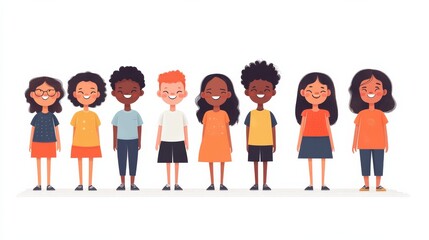 Fototapeta premium Smiling Diverse Children Standing Together - A Celebration of Inclusivity and Friendship