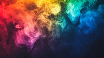 Abstract colorful smoke swirls on a black background.