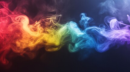 Obraz premium Abstract colorful smoke swirls on a dark background.