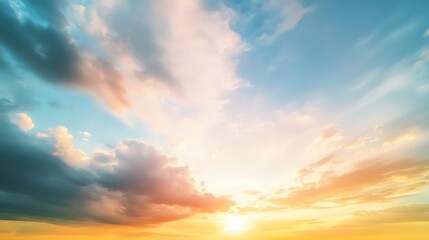 Obraz premium Vibrant Sunset Sky with Colorful Clouds