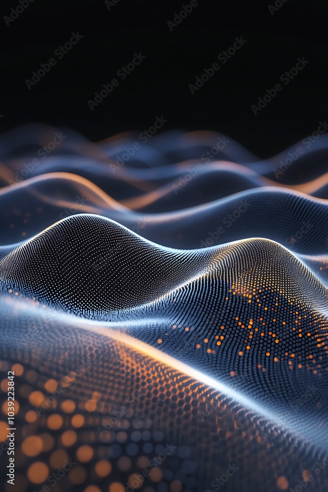 Aufkleber A mesmerizing abstract representation of digital waves, glowing with vibrant colors and intricate patterns, suggesting depth and motion in a virtual landscape.
