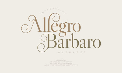 Alegro typography beauty fashion elegant minimalist serif italic fonts decorative wedding vintage retro logos. Minimal luxury font alphabet logo. Vector illustration