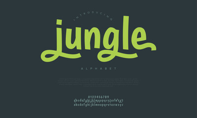 Jungle typography beauty fashion elegant minimalist serif italic fonts decorative wedding vintage retro logos. Minimal luxury font alphabet logo. Vector illustration