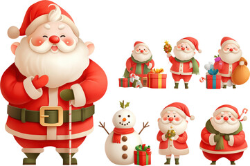 Jolly Santas with gifts