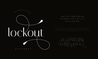 Lockout typography beauty fashion elegant minimalist serif italic fonts decorative wedding vintage retro logos. Minimal luxury font alphabet logo. Vector illustration