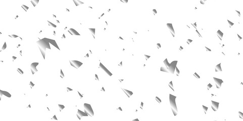 Silver shiny glitter sparkle confetti falling down on transparent background. Vector illustration.