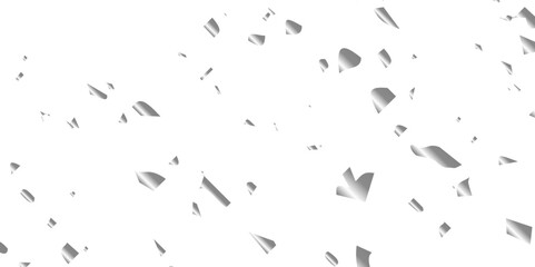 Silver shiny glitter sparkle confetti falling down on transparent background. Vector illustration.