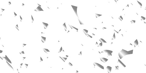 Silver shiny glitter sparkle confetti falling down on transparent background. Vector illustration.