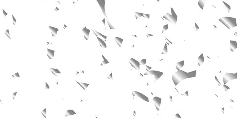 Silver shiny glitter sparkle confetti falling down on transparent background. Vector illustration.