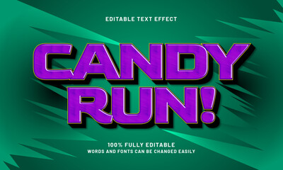 candy run editable text effects with a game and kids theme