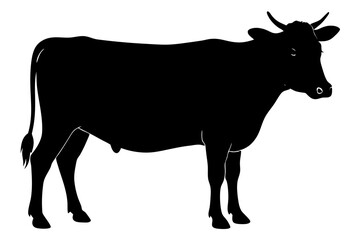 Cow graphic icon. Cow black silhouette isolated on white background. Vector illustration