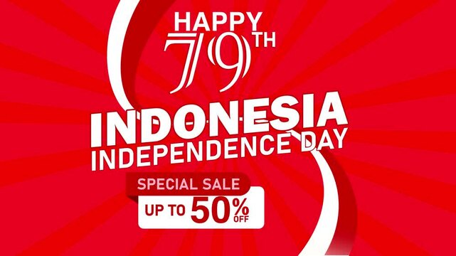 Sales promotions during Indonesian independence day. Indonesia's 79th independence day. video motion graphic.