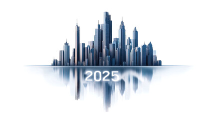 Fototapeta premium silhouette of modern city skyline and reflection with numbers 