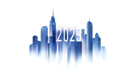 Obraz premium silhouette of modern city skyline and reflection with numbers 