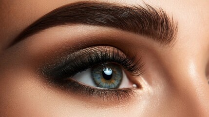 Obraz premium Stunning Close-Up of Eye with Bold Makeup and Lashes