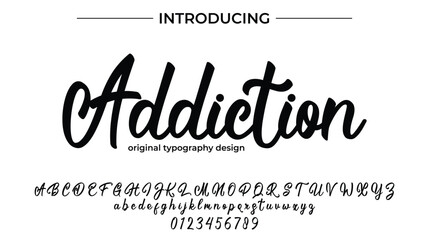 Addiction Font Stylish brush painted an uppercase vector letters, alphabet, typeface