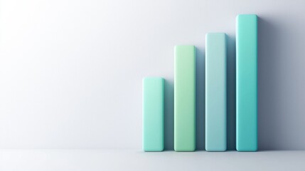 Stylish bar graph in soft green tones against a minimalistic white background, symbolizing growth and success in financial data presentation.