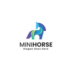Vector Logo Illustration Mini Horse Gradient Colorful Style