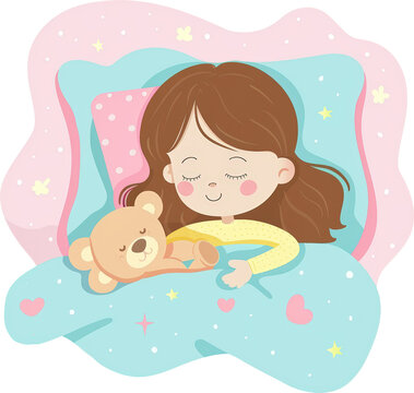 recommend clip art: Girl sleeping with teddy