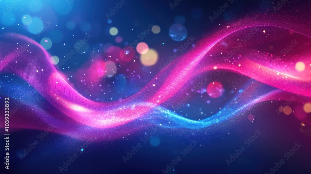 Aufkleber abstract wave design with colorful bokeh effects for artistic or digital backgrounds.