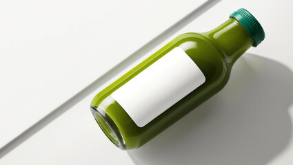 Green Juice Bottle &ndash; A vibrant green juice bottle with ingredients like spinach, kale, and apples, symbolizing detox and nutrition illustration for health and wellness