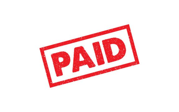 Paid red ink rubber stamp sign symbol seal badge grunge effect accepted approved paid tag vignette