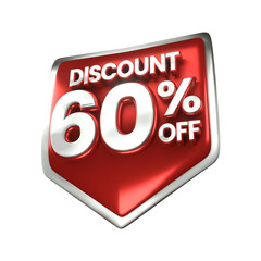 3d sales red and white discount price tag for composition 60 percent, amazing for product promotion