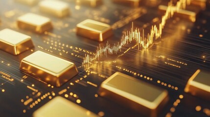 Golden Bars with Stock Market Graph Visualization