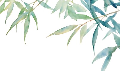 bamboo plants in the middle of the picture isolated on the white background, Generative AI